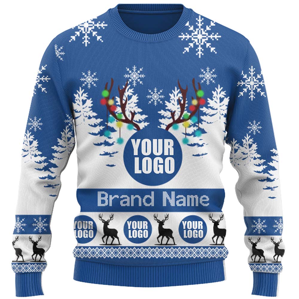 Live Preview Custom Company Logo Ugly Christmas Sweater 5